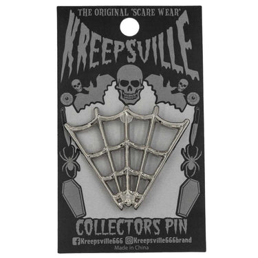 V Spider Web Tip Chrome Pin - Kreepsville
